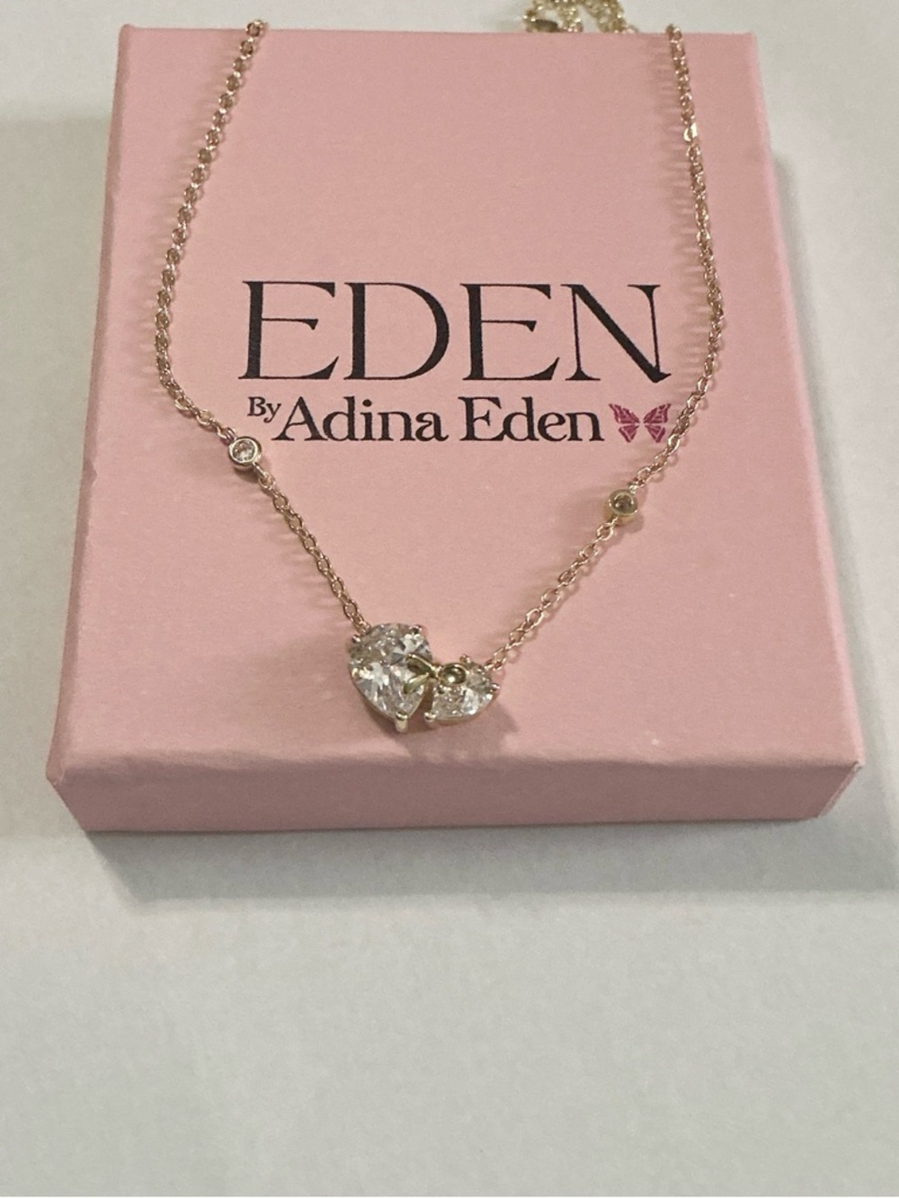 Adina Eden Gold Heart Crystal Necklace